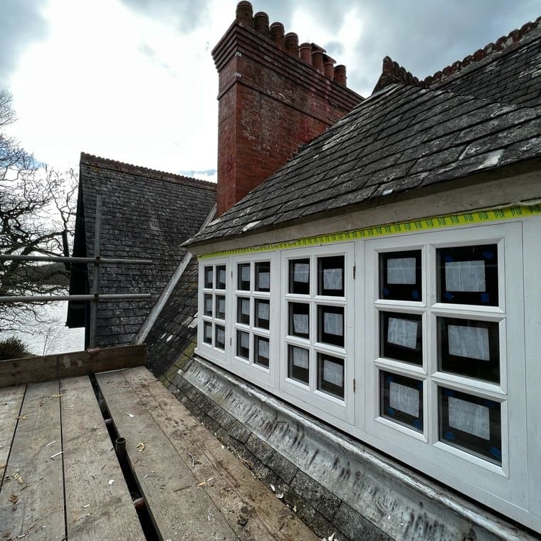 Multi-light timber windows in a roof extension